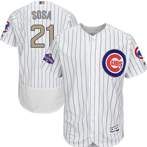 2017 Chicago Cubs 21 Sammy Sosa Gold Program White Cool men Baseball Jerseys