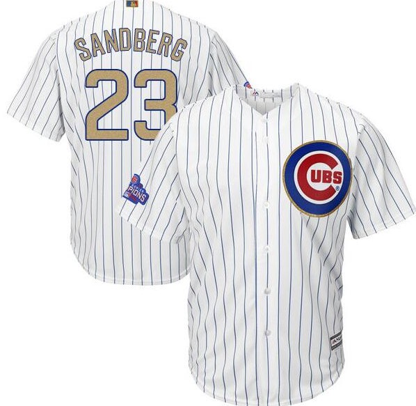 2017 Chicago Cubs 23 Ryne Sandberg Gold Program White Cool men Baseball Jersey