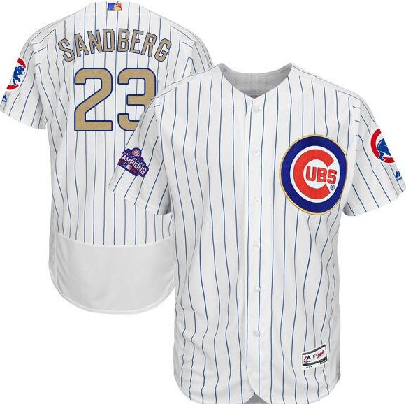 2017 Chicago Cubs 23 Ryne Sandberg Gold Program White Cool men Baseball Jerseys