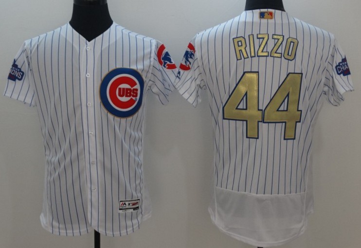 2017 Chicago Cubs 44 Anthony Rizzo Gold Program White Cool men Baseball Jerseys