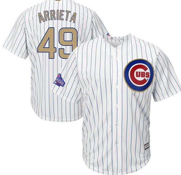 2017 Chicago Cubs 49 Jake Arrieta  Gold Program White Cool men Baseball Jerseys