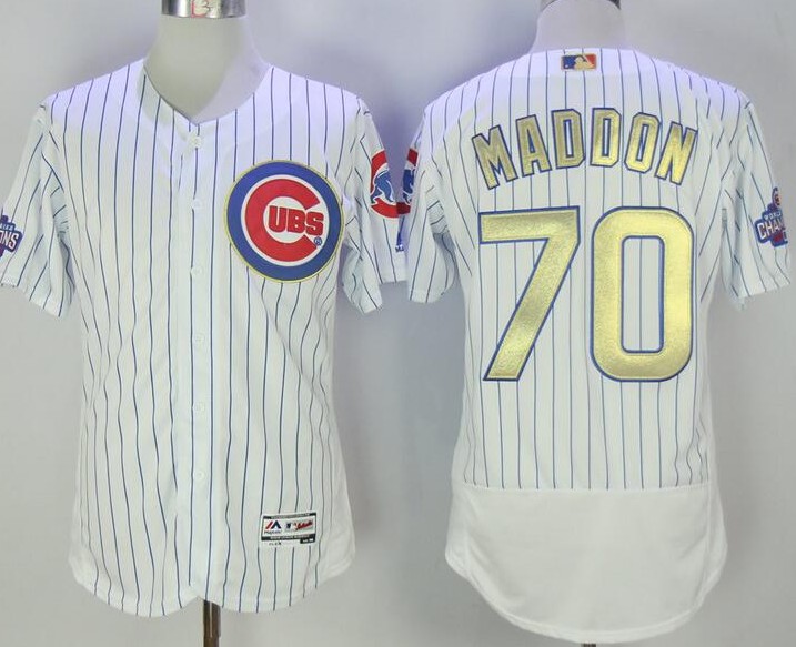 2017 Chicago Cubs 70 Joe Maddon Gold Program White Cool men Baseball Jersey