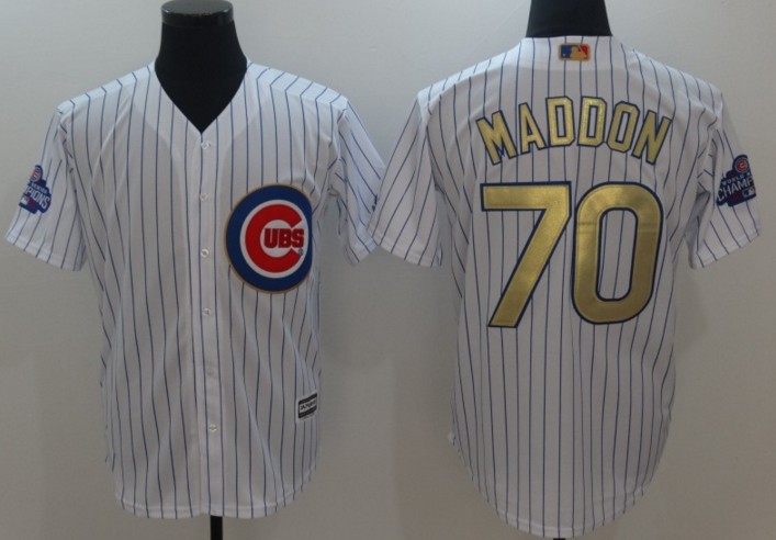 2017 Chicago Cubs 70 Joe Maddon Gold Program White Cool men Baseball Jerseys