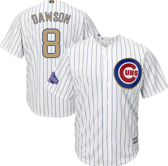 2017 Chicago Cubs 8 Andre Dawson Gold Program White Cool men Baseball Jerseys