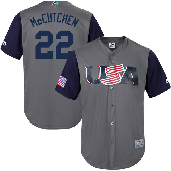 22 Andrew McCutchen grey blue men 2017 World Baseball Classic Team Jersey