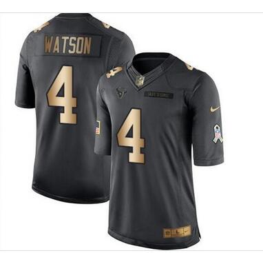 Nike Houston Texans 4 Deshaun Watson Men Stitched Green Salute To Service Limited Jersey gold
