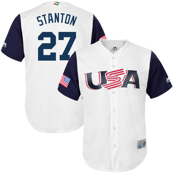 27 Giancarlo Stanton white blue men 2017 World Baseball Classic Team Jersey