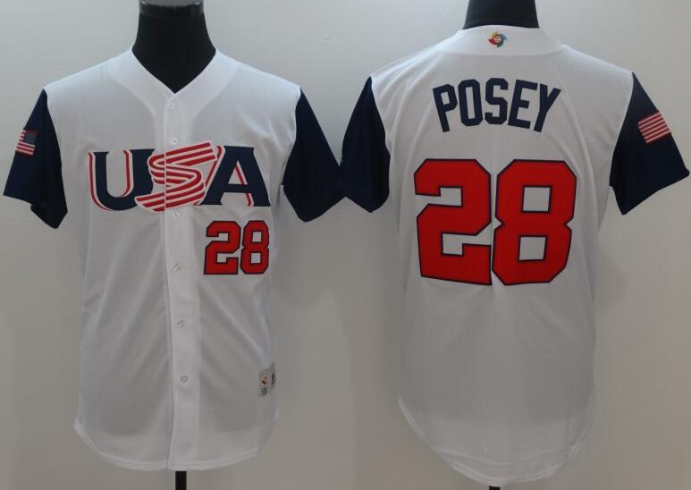 28 Buster Posey white men 2017 World Baseball Classic Team Jersey