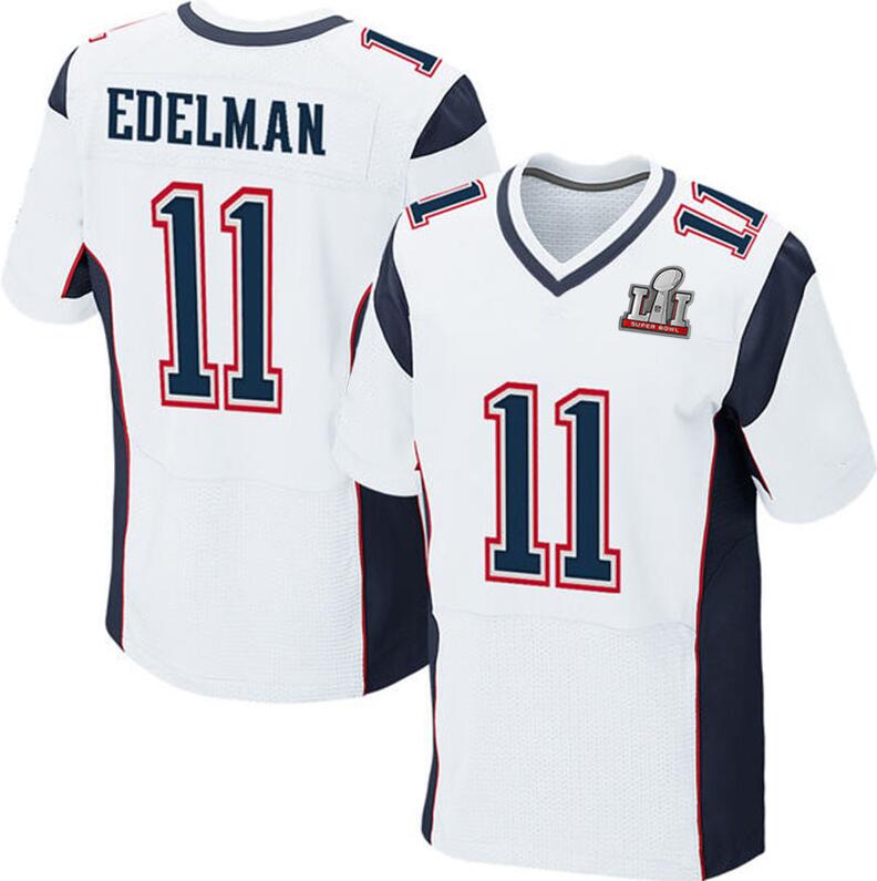 2017 Super bowl Patch LI 11 Julian Edelman Jersey White