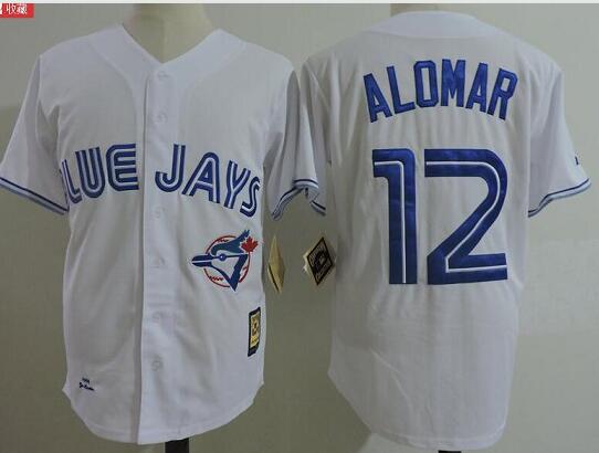 Toronto Blue Jays 12 Roberto Alomar White  Throwback MLB baseball Jerseys