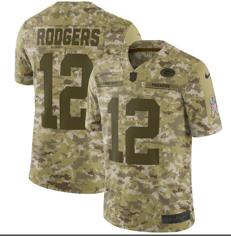 Men's Green Bay Packers Aaron Rodgers Nike Camo Salute to Service Limited Jersey