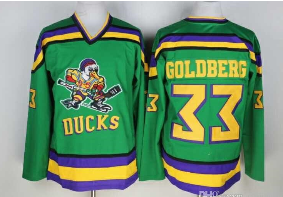 Mighty Ducks 33 Greg Goldberg Hockey Jerseys The Mighty Ducks Of Anaheim Movie Jersey