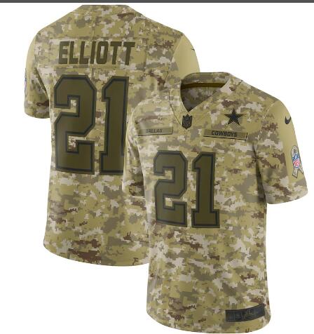 Men's Dallas Cowboys Ezekiel Elliott Nike Camo Salute to Service Limited Jersey