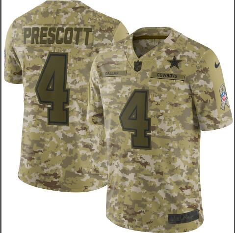 Men's Dallas Cowboys Dak Prescott Nike Camo Salute to Service Limited Jersey