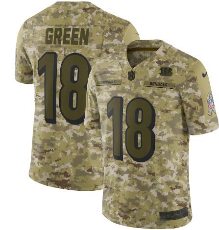 Nike Bengals #18 A.J. Green Camo Men's Stitched NFL Limited 2018 Salute To Service Jersey