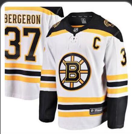 Adidas Boston Bruins #37 Patrice Bergeron White Road Authentic Stitched Hockey Jersey Custom