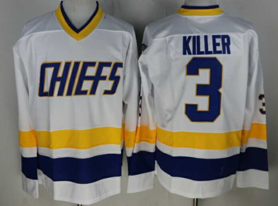 The Movie Charlestown Chiefs 3 Killer White Movie Hockey Jersey