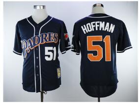 Men's San Diego Padres #51 Trevor Hoffman Navy Blue Throwback Stitched MLB Jersey