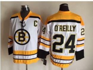 Men's Boston Bruins #24 Terry O'Reilly 1968-69 White CCM Vintage Throwback Jersey