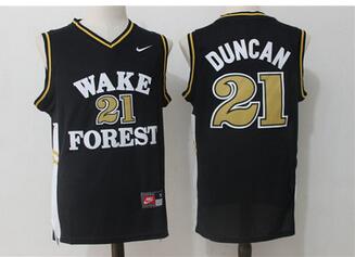 Wake Forest Demon Deacons 21 Tim Duncan Black College Jersey