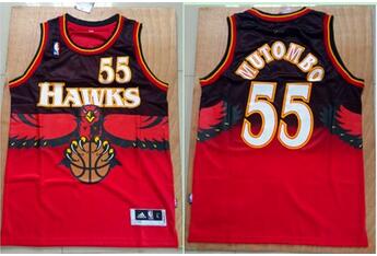 Hawks #55 Dikembe Mutombo Red Throwback Stitched NBA Jersey