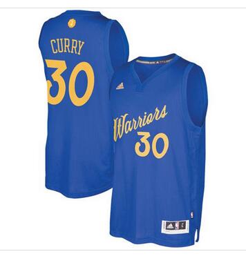 Warriors #30 Stephen Curry Blue 2016-2017 Christmas Day Stitched NBA Jersey
