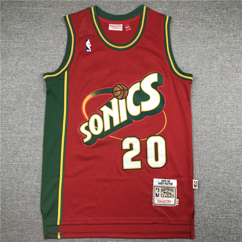 Seattle SuperSonics 20 Gary Payton green throwback NBA basketball Jerseys-002