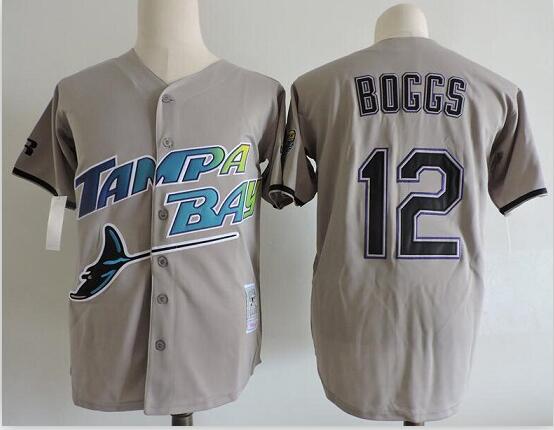 Men new  12 Wade Boggs Throwback Baseball Jerseys