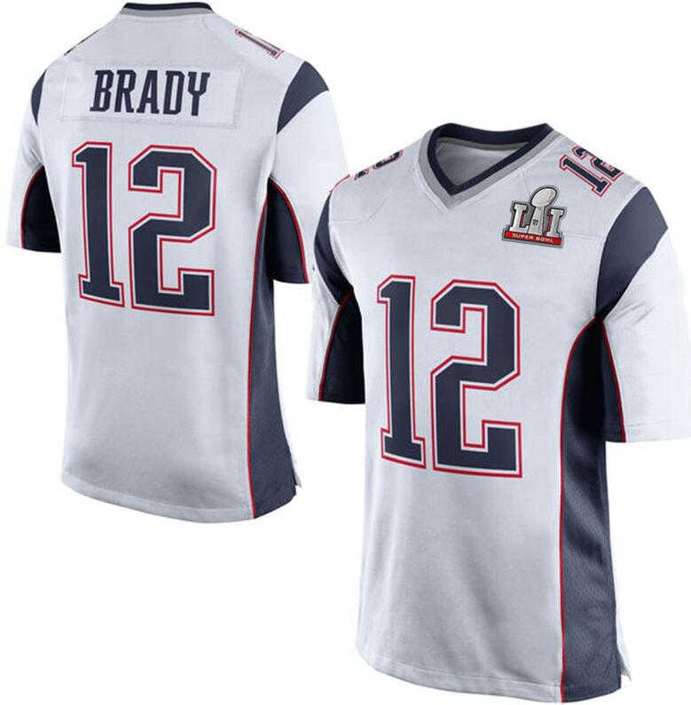 2017 Super bowl Patch LI 12 Brady Jersey White