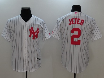 women New York Yankees 2 Derek Jeter white Majestic baseball Jerseys
