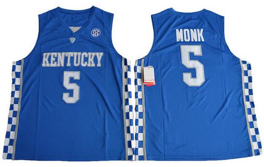 Men 2017  5 Malik Monk College Basketball Jersey Blue