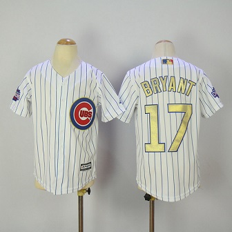 Youth Chicago Cubs 17 Kris Bryant  Baseball Jersey