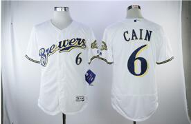 Men's Milwaukee Brewers #6 White Flexbase Authentic Collection Stitched MLB Jersey
