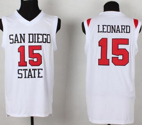 mens #15 Kawhi Leonard San Diego State Retro throwback College Basketball Jerseys Stitched White