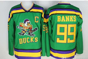 Mighty Ducks 99 Adam Banks Hockey Jerseys The Mighty Ducks Of Anaheim Movie Jersey