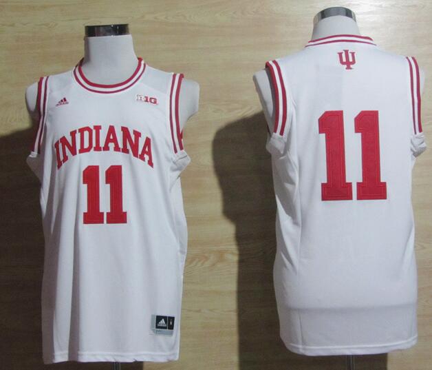 Adidas Indiana Hoosiers Isiah Thomas 11 Big 10 Patch NCAA Basketball Authentic Jerseys - White