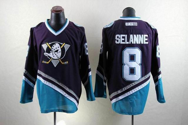 Anaheim Ducks 8 Teemu Selanne Purple Turquoise CCM Throwback Stitched men ice hockey nhl jerseys