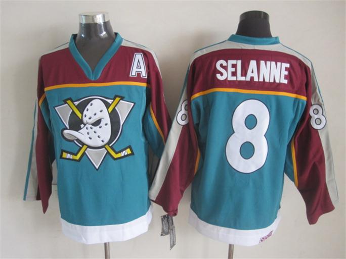 Anaheim Ducks 8 Teemu Selanne green red Stitched Ice men nhl hockey jerseys