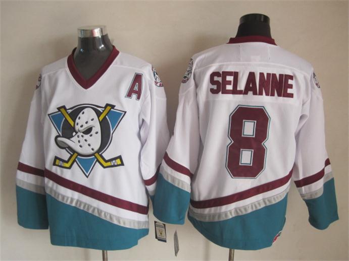 Anaheim Ducks 8 Teemu Selanne white Stitched men nhl hockey jerseys