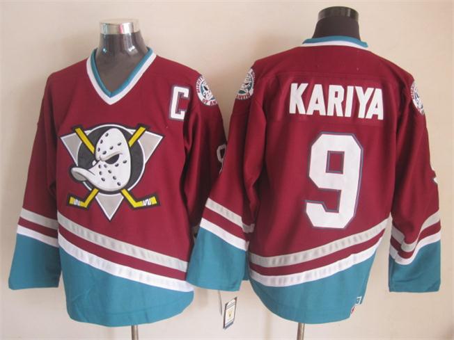 Anaheim Ducks 9 Paul Kariya red skyblue Stitched men ice hockey nhl jerseys