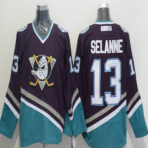 Anaheim Ducks Teemu Selanne 13 purple men ice hockey nhl jerseys