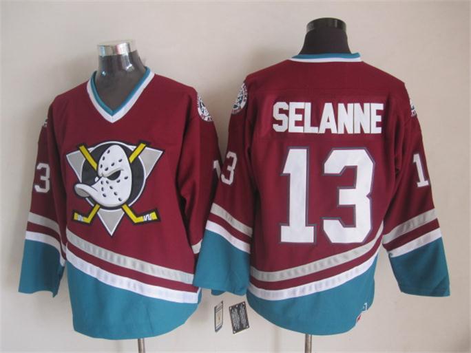 Anaheim Ducks Teemu Selanne 13 red men ice hockey nhl jerseys