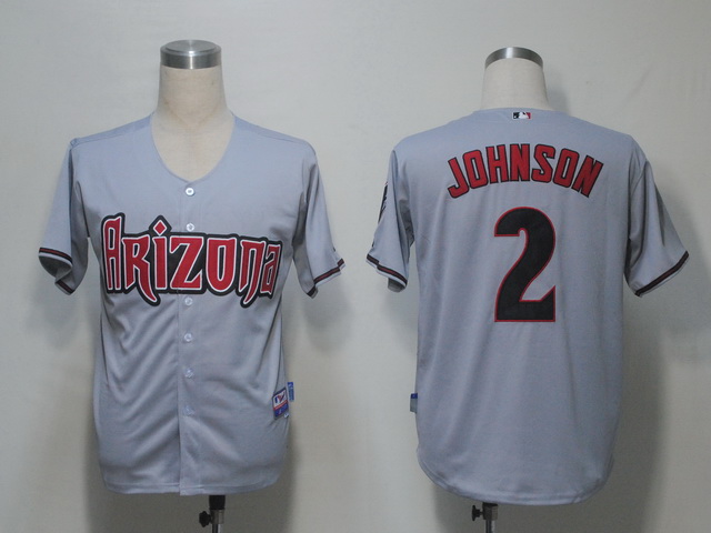 Arizona Diamondbacks 2 Johnson Grey  men baseball mlb jerseys
