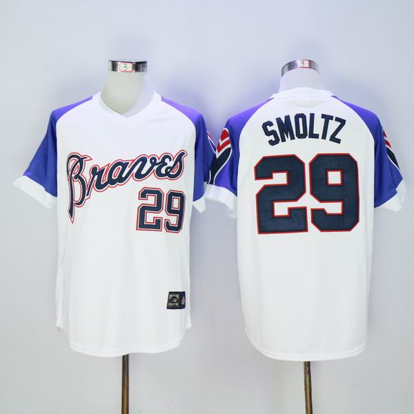 Atlanta Braves 29 John Smoltz White 1973 Throwback Baseball Jersey