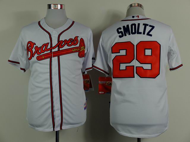 Atlanta Braves 29 John Smoltz throwback men baseball mlb  Jersey