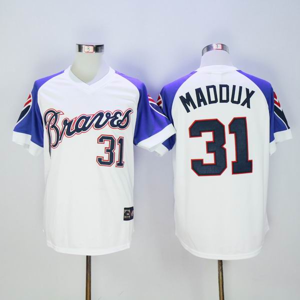 Atlanta Braves 31 Greg Maddux White 1973 Throwback Baseball Jersey