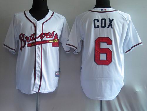 Atlanta Braves 6# Cox White baseball Jersey