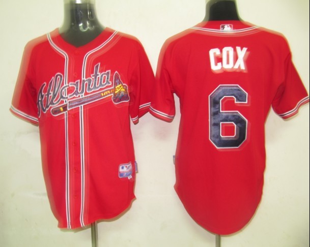 Atlanta Braves 6 Cox Red baseball Jersey