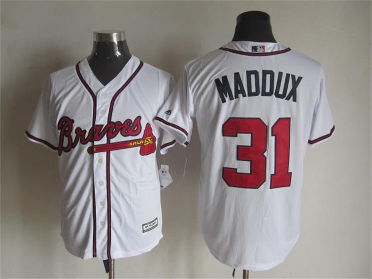 Atlanta Braves Greg Maddux 31 White Mejestic men baseball mlb  jerseys