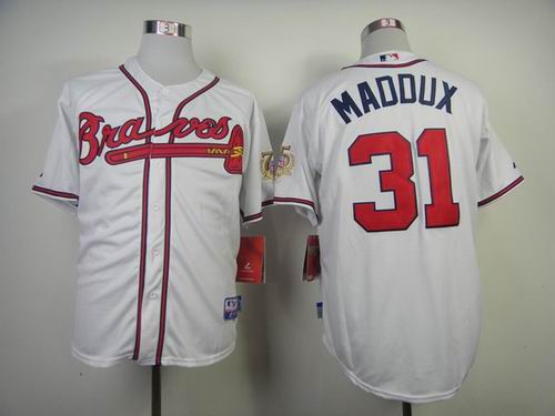 Atlanta Braves Greg Maddux 31 White men baseball mlb  jerseys 75th patch